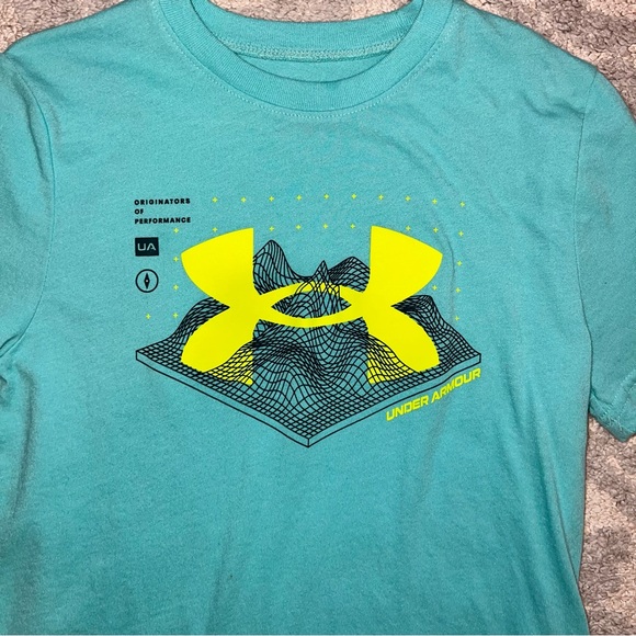 Under Armour Kids Teal and Yellow Graphic Tee - Picture 2 of 4